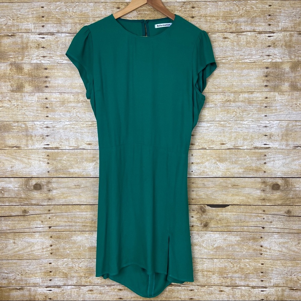 Reformation Lena Mini Sheath Dress In Green - Picture 4 of 8